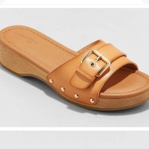 Universal Thread Women's Kora Faux Wood Bottom Sandals size 10
